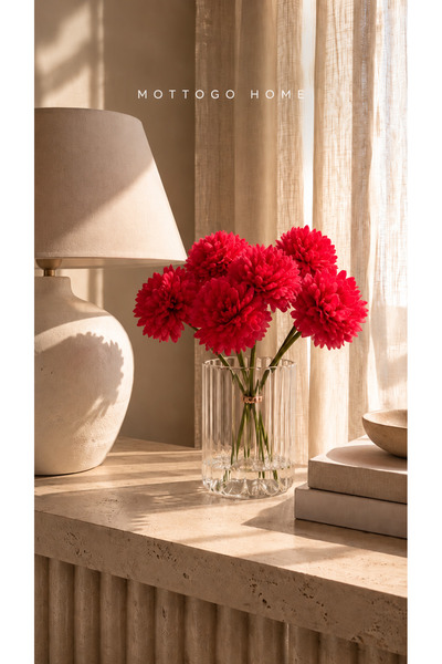 Mottogo Purple Artificial Chrysanthemum Bouquet 7-Branch Decorative Flower – ...
