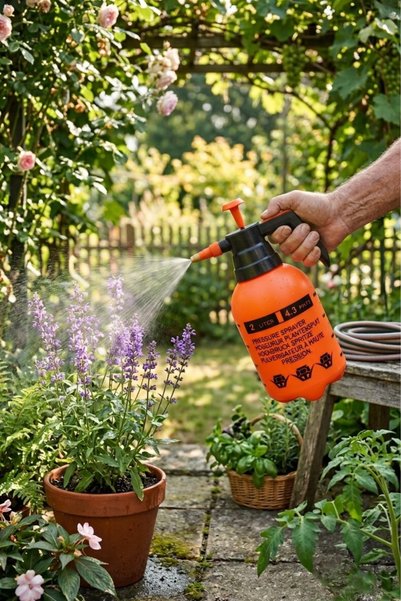 Generic 2L Hand Pressure Sprayer - Adjustable Brass Nozzle - Garden Plant Watering & Cleaning