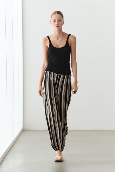 Massimo Dutti Çizgili total look şalvar pantolon