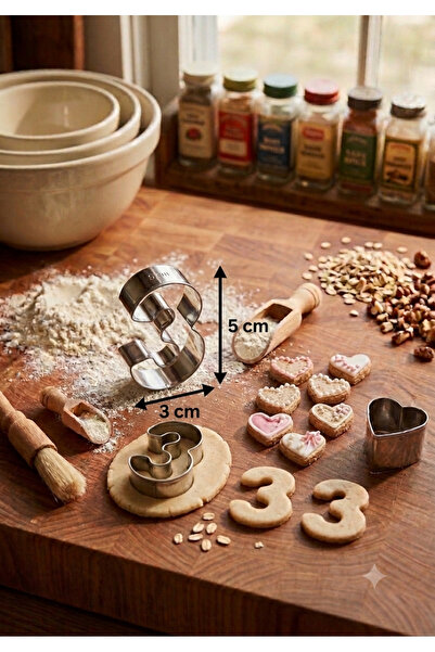 Deniz Party Store Minik 3 Yaş Şeklinde metal kurabiye kalıbı 1 adet