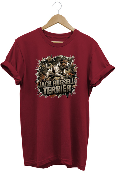 WİDİ Unisex Jack Russell Printed T-Shirt - Hunter Dogs Series Crew Neck Cotto...