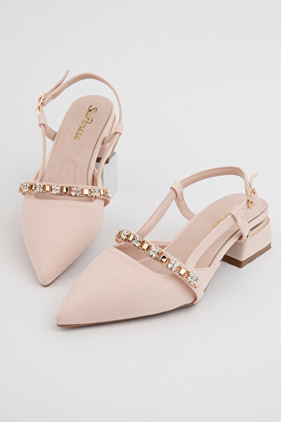 Madam Tarz Spr-3647 Flat Heel Stone Detailed Shoes