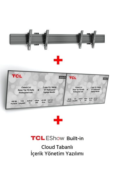 TCL Tmn 55” 2x1 Digital Menüboard Paketi | Profesyonel Signage Ekran Sistemi