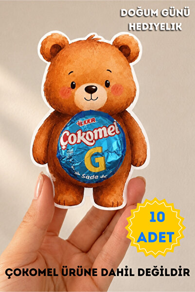 mupika 10 Adet Ayıcık Temalı 10 Adet Ayıcık Temalı Şeker ve Çikolata Parti Sü...