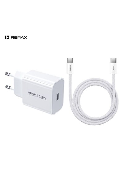 Remax Φορτιστής Huiying GaN CA10(C40W) 40W USB-C με Καλώδιο USB-C σε USB-C Λευκό
