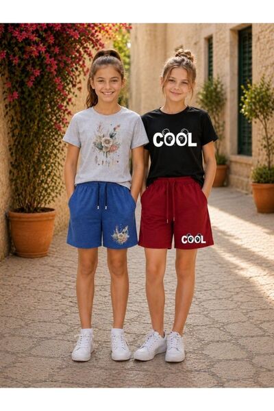 cm buseyiz Busekids Girl's Printed Shorts 2-Piece Set |   4 Piece Casual Comb...