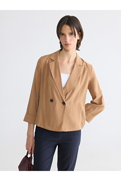 LC Waikiki Gencc Quality Double-Breasted Collar Striped Women's Blazer Jacket