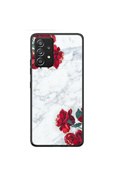 Other Samsung A72 red roses marble Black Glossy Θήκη