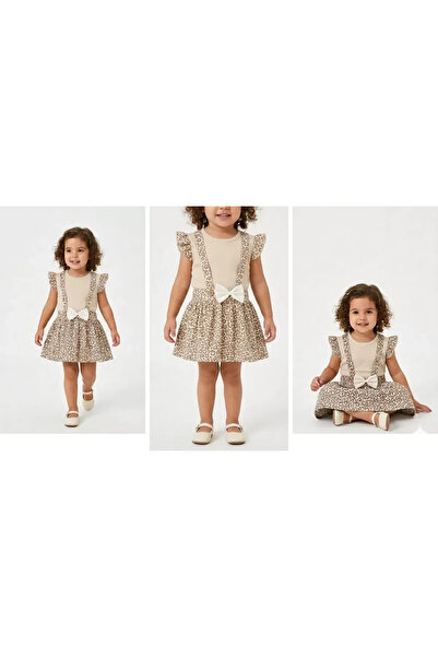 Generic Brand 1/4 Year Old T-Shirt Leopard Print Skirt Salopet Kids Set