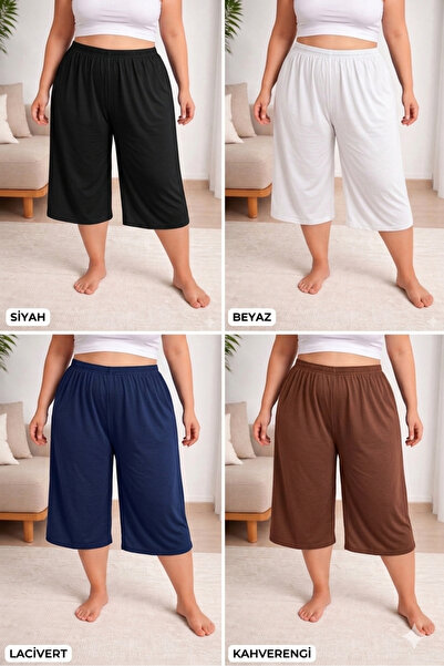 SEWANO 4-Piece Oversize Combed Cotton Capri Shorts – Plus Size