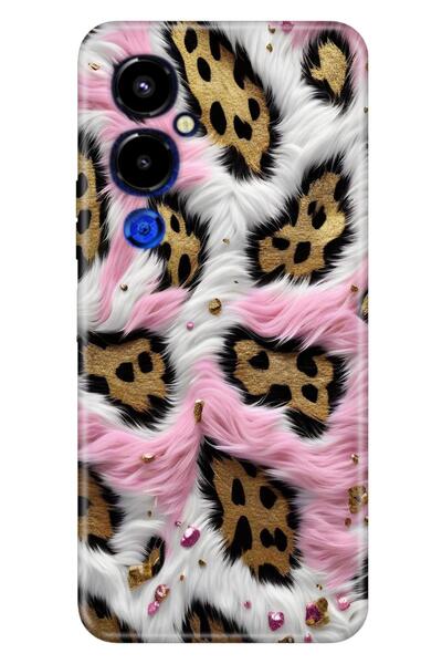 TECNO Pova 4 Pro Kılıf Pırıltılı Leopar Temalı Desenli Darbe Emici Silikon