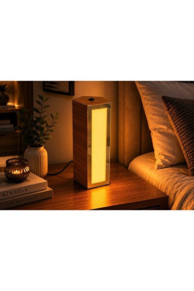 Exendekor Ahşap Dokulu LED Ambiyans Lambası - Modern Dekoratif Masa Lambası -...