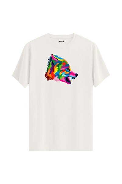 Colermi Colorful Wild Wolf Figure T-Shirt