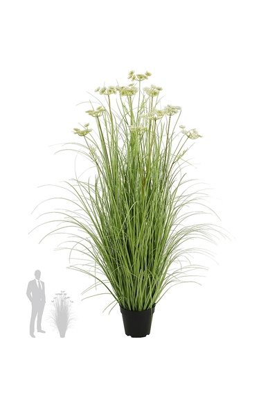Roberto Rossi Iarba artificiala Onion 120 cm cu 11 flori de morcov albe