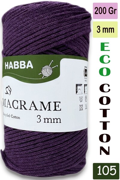 habba respect Habba 3 mm -Premium Cotton Cotton Macrame Cord-Cotton Chain Mac...