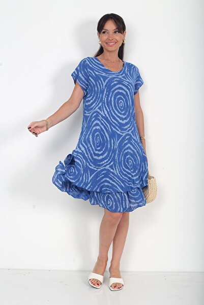 By Saygı Rochie scurtă căptușită cu model spiralat din bumbac italian pentru ...