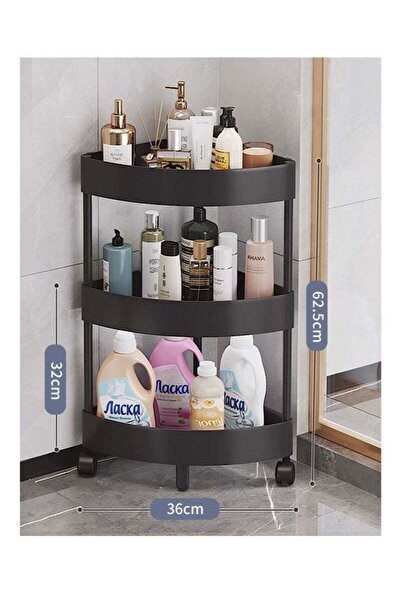 Generic Shelf three-layer right-angle fan-shaped black plastic