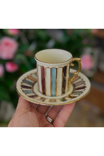 BY.RAYKA PORSELEN El Dekor Fes Porcelain Hand Painted Double Cup Set