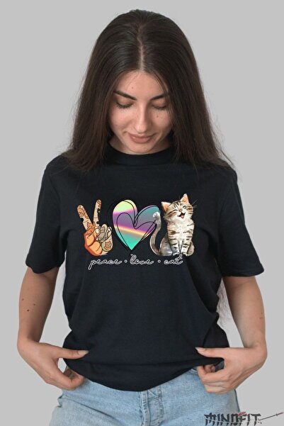 GILDAN Peace Love Cat Women's T-Shirt