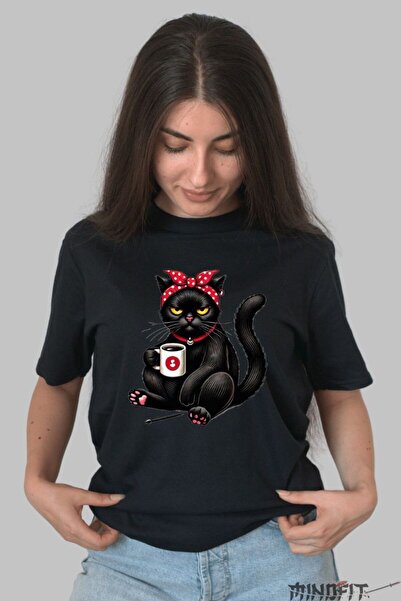 GILDAN Tricou Pisica Neagra Suparata