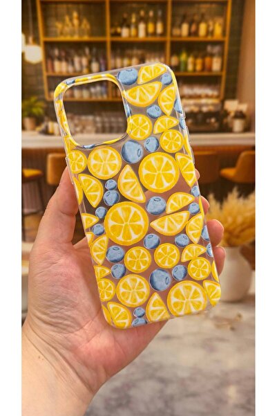 Vip Case Iphone 16 Pro Max Uyumlu Limon Desenli Şeffaf Darbe Emici Kamera Kor...