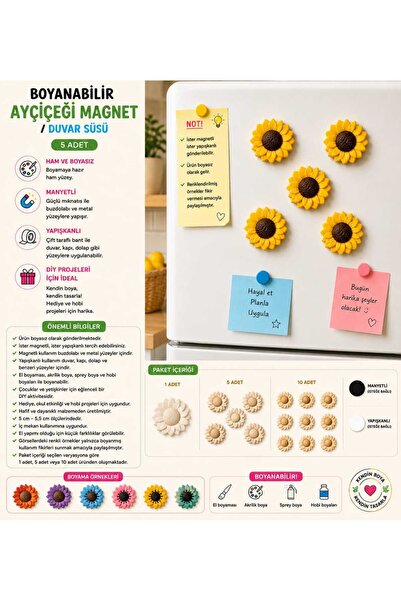 amazoondesing BOYANABİLİR Sakura ,Kasımpatı Ayçicegi Magnet veya Yapışkanlı D...
