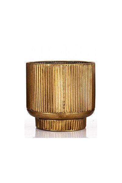 DecoDepot Gold metal flower pot, 24x25.5x25.5 cm