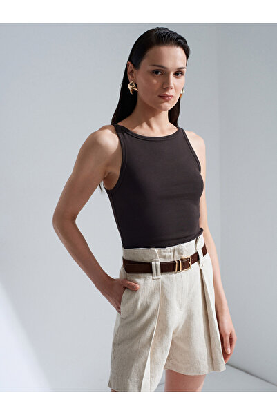 Dilvin 32774 Halter Yaka Top-Koyu Kahve