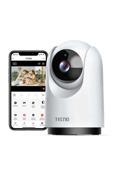 TECNO Snow Robot Home Security WiFi Camera TH300, 360° Coverage with 2K Resol...
