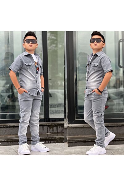 Lucky kidswear SET DE BLUZĂ ȘI PANTALONI DIN DENIM PENTRU BĂRBAȚI, 3 PIESE, CU IMPRIMEU