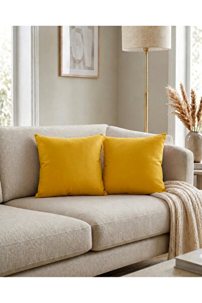 Econice Double-Sided Duck Linen, Yellow Throw Pillow Cover 2 Pieces
