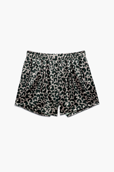 Paul Kenzie Desenli Kadın Saten Şort - Silky Leopard
