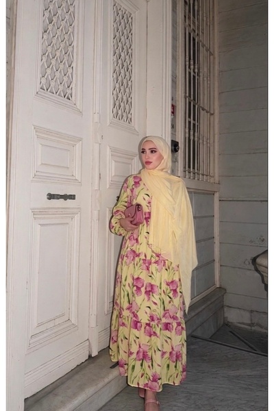 By esma eser Çiçek Detay Elbise - Sarı