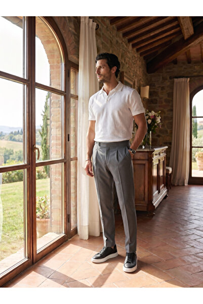 LUMAST Pantaloni din țesătură plisată, în tendința stilului Old Money
