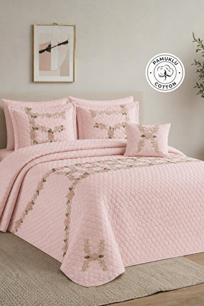 EvienHome Sara Lace Double Bedspread Quilted Pique Set Fiber Filled 4 Piece P...
