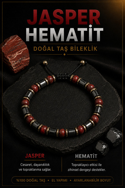 OSMANLI DOĞAL TAŞ Jasper & Hematit Doğal Taş Bileklik