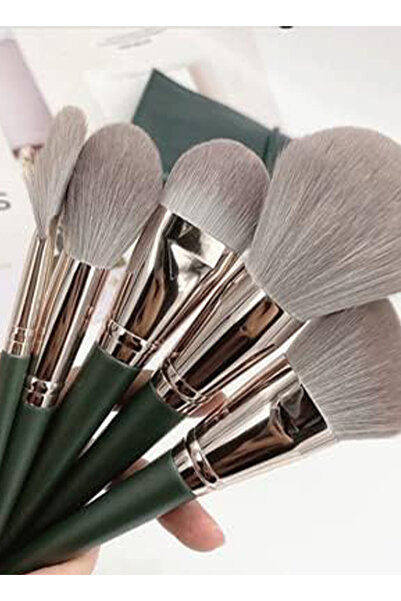 Yallabena 10-Piece Professional Makeup Brush Set – Dark Green Travel Wrap
