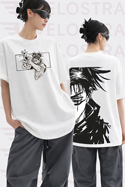 Velostra Unisex Jujutsu Kaisen Choso Anime Baskılı Oversize Bisiklet Yaka Pam...