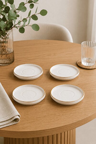Kütahya Porselen Bone Desire Tea Plate 12cm Gold Gilded Set of 4