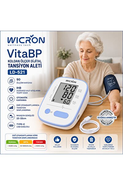 Wicron Tansiyon Aleti Koldan Ölçer Tam Otomatik LD521 Vita 90 Hafıza