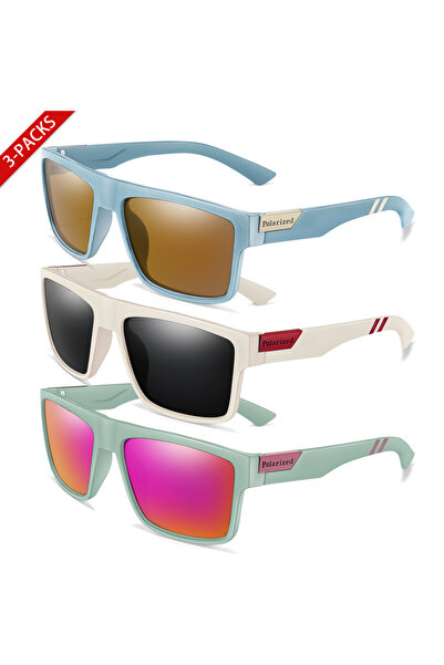 Choice AE24-26-27 3 Pairs Polarized Glasses Square Sunglasses UV400 Outdoor S...