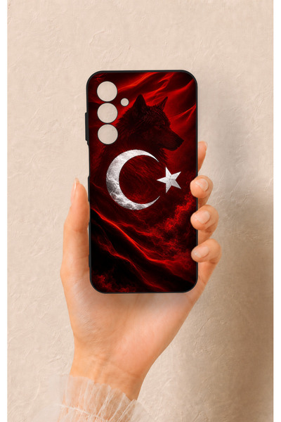 Vip Case حافظة سيليكون متوافقة مع هاتف سامسونج A25 بنمط علم كورت التركي