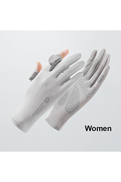 Choice3 gray women Summer Thin Sun Protection Cycling Gloves Two-Finger Flip ...