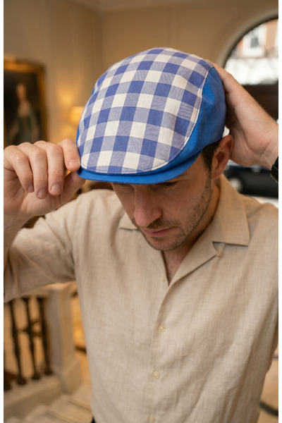 emybox 100% Linen Summer Men's Hat London Model - Handmade, Lined, Elastic, A...