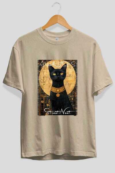 Ankhises Μπλουζάκι  "For the Love of Cats " με στάμπα γάτας, μπεζ, oversized,...