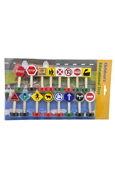 JPT Set de indicatoare rutiere educative din lemn, 16 piese