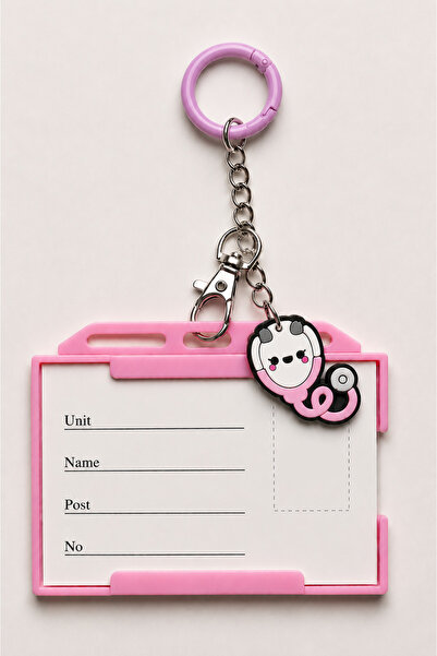 excarpin Steteskop Figured Modern Spring Ring Chain Pink Card Holder Stylish ...