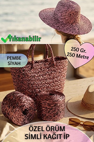 Dantelux Özel Örüm Simli Kağıt İp - Çanta & Şapka Yapımı Favori İp (250 Gr - ...