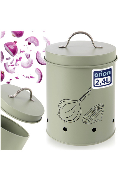 Orion Recipient Depozitare Ceapa/Usturoi Greenish, 2.4 L, 14x20.5 cm, Metal, ...