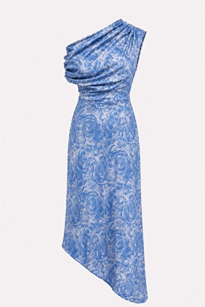 elif teke Shiny Textured Dress in Blue